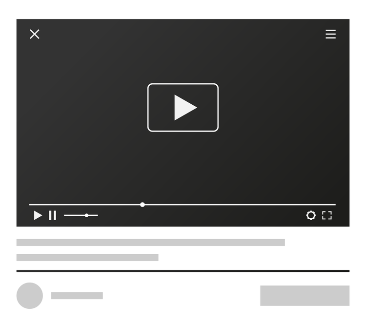 Video player for web design. Realistic window. Vector illust